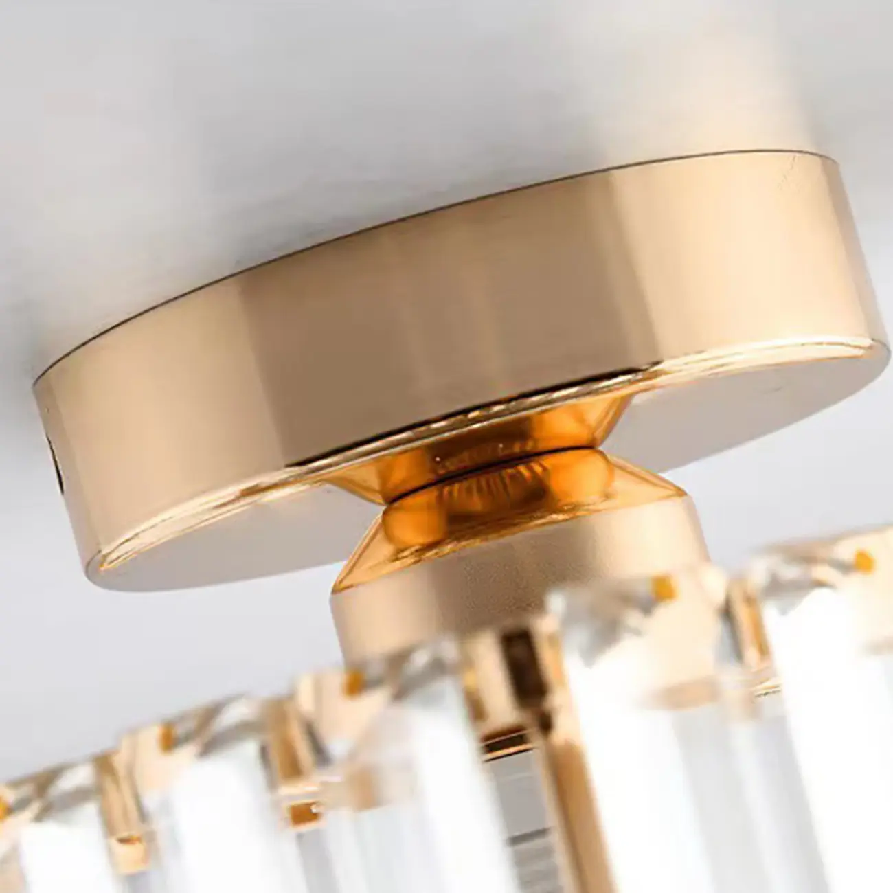 Modern Square Crystal Gold Semi Flush Ceiling Light | homeyfad
