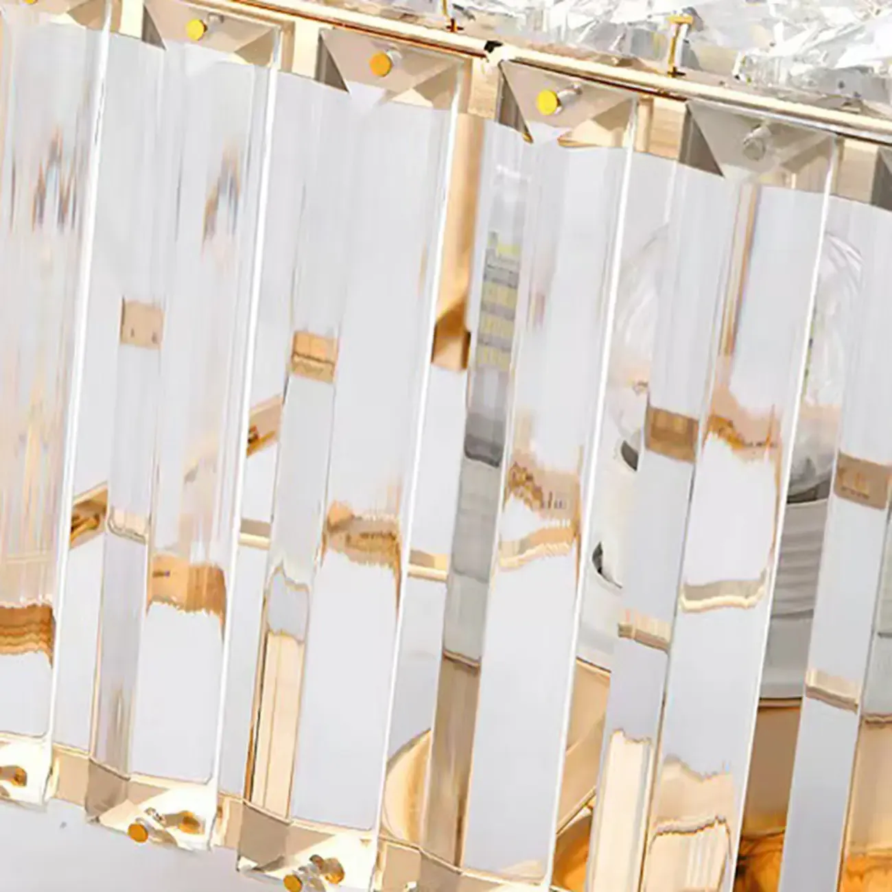 Modern Square Crystal Gold Semi Flush Ceiling Light