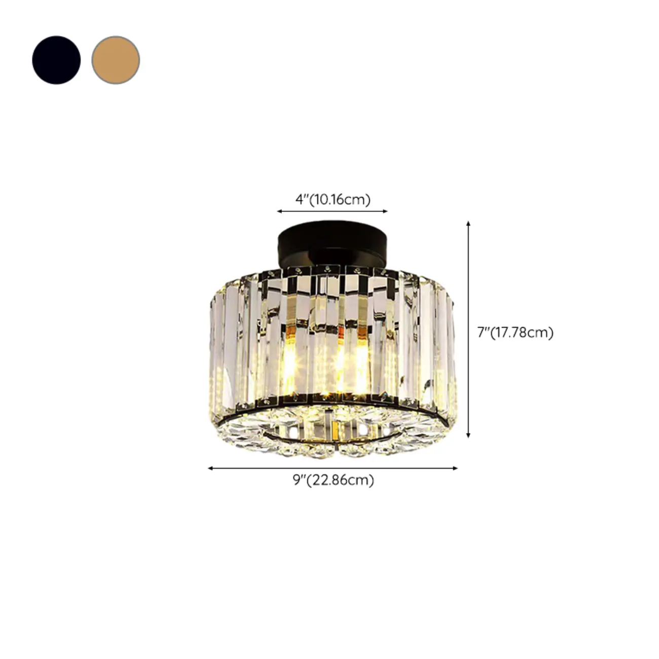 Modern Square Crystal Gold Semi Flush Ceiling Light | homeyfad