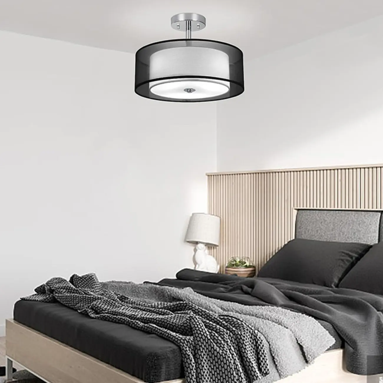 Modern LED Semi-Flush Ceiling Light for Master Bedroom Image - 1 | homeyfad