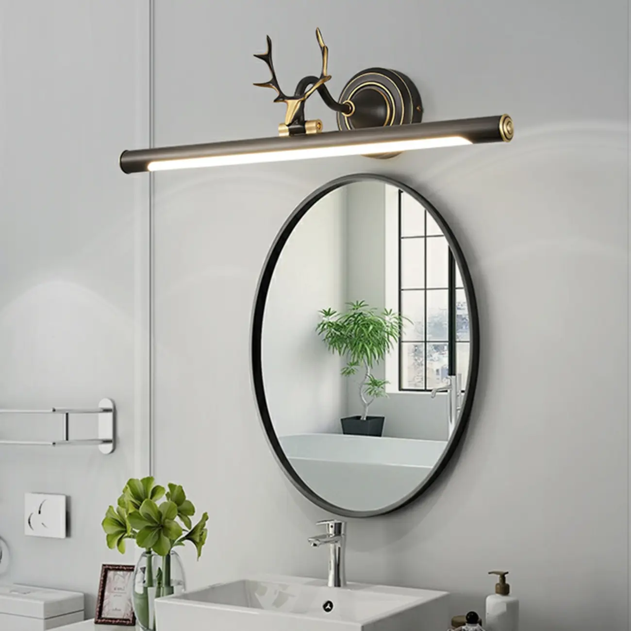 Durable Antler Tube LED Vanity Light with Acrylic Shade for Room Image - 1 | homeyfad