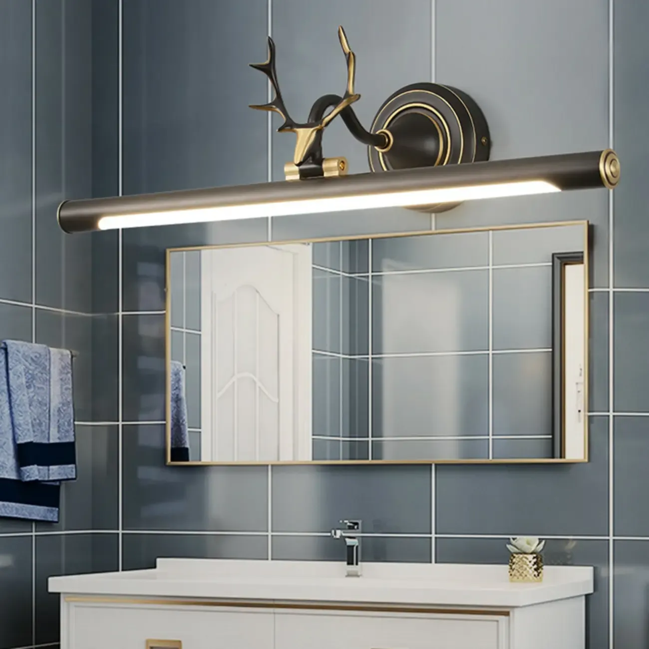 Durable Antler Tube LED Vanity Light with Acrylic Shade for Room Image - 5