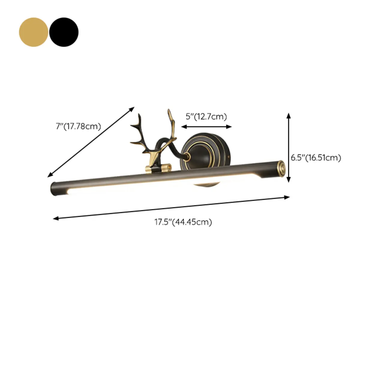 Durable Antler Tube LED Vanity Light with Acrylic Shade for Room #size | homeyfad