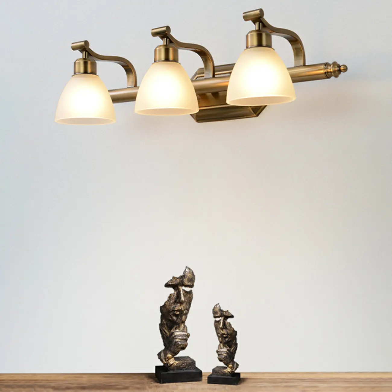 Industrial Gold Vanity Light with Glass Shades for Bathroom Image - 5 | homeyfad