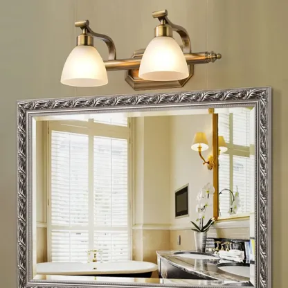 Industrial Gold Vanity Light with Glass Shades for Bathroom Image - 1