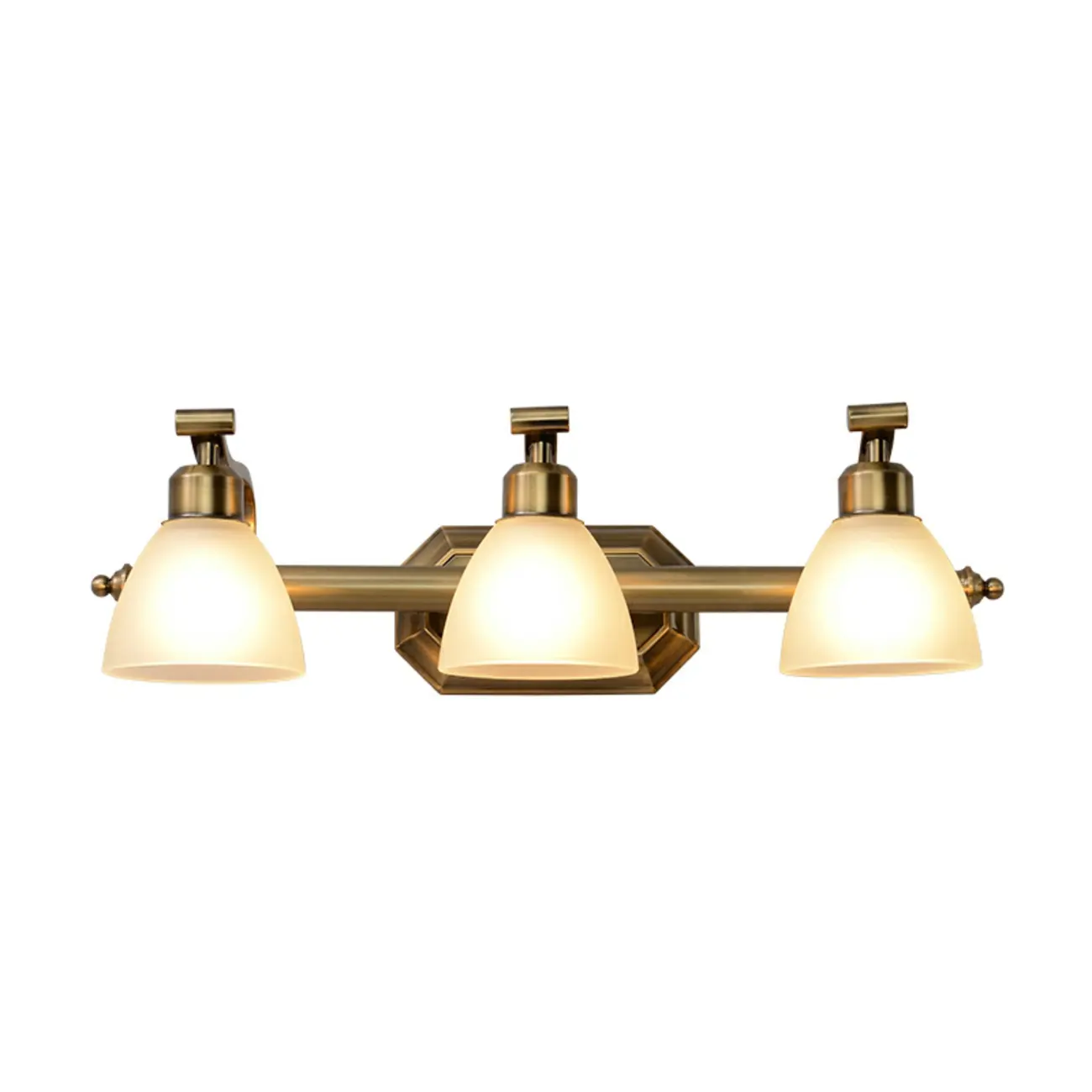Industrial Gold Vanity Light with Glass Shades for Bathroom Image - 8 | homeyfad