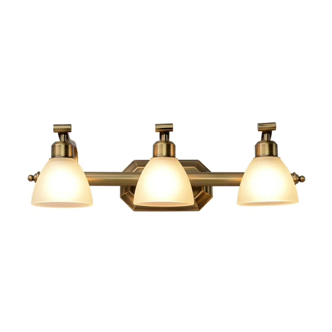 Industrial Gold Vanity Light with Glass Shades for Bathroom Image - 8