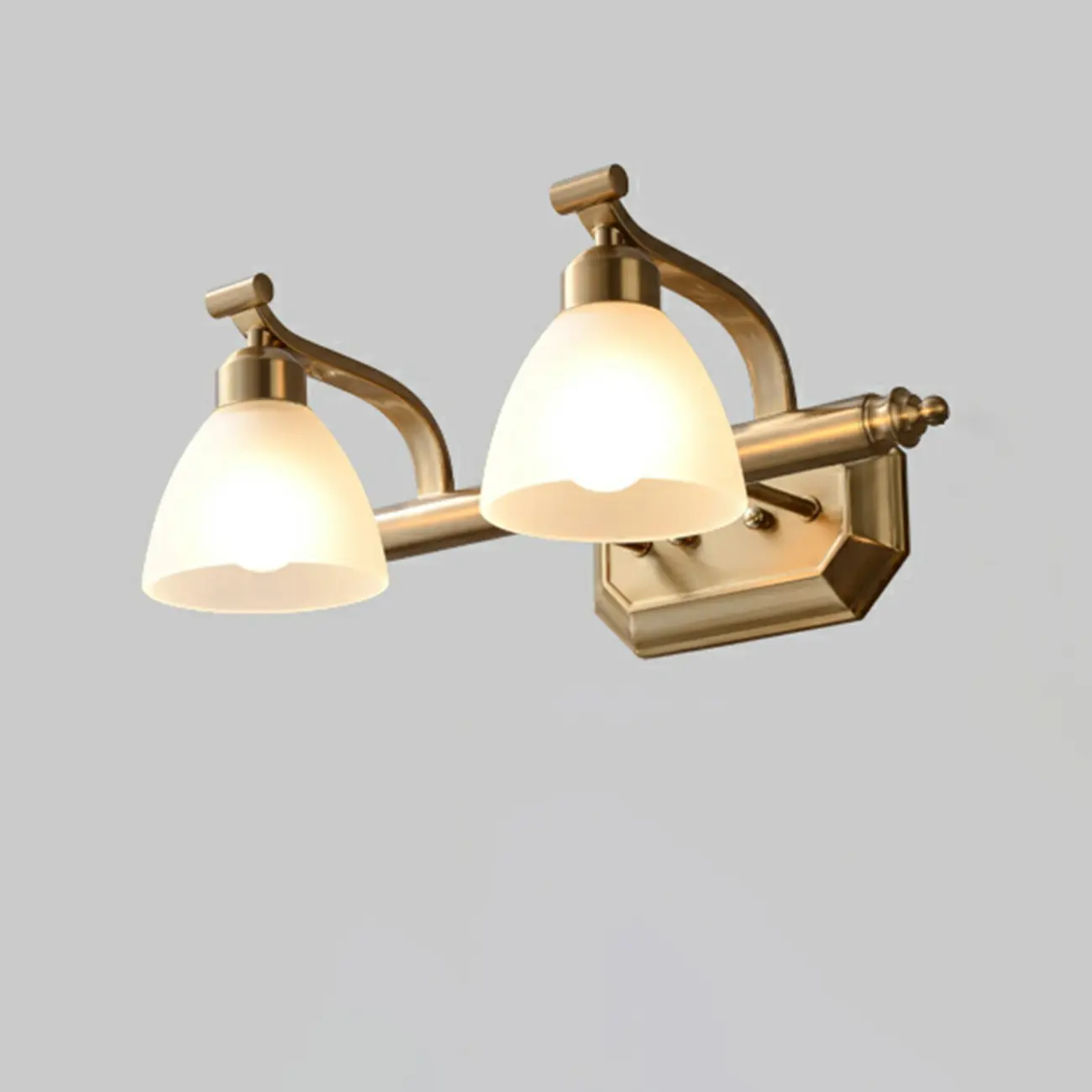 Industrial Gold Vanity Light with Glass Shades for Bathroom Image - 10 | homeyfad