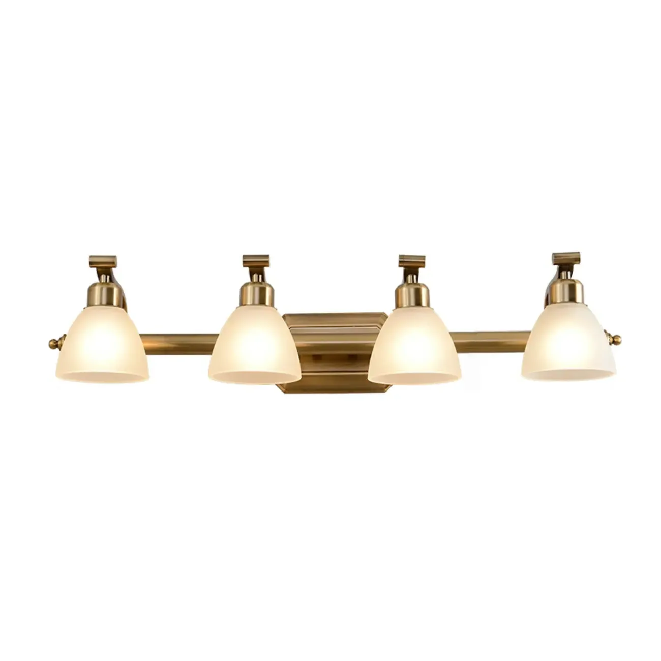 Industrial Gold Vanity Light with Glass Shades for Bathroom Image - 11