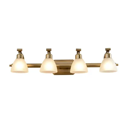Industrial Gold Vanity Light with Glass Shades for Bathroom Image - 11
