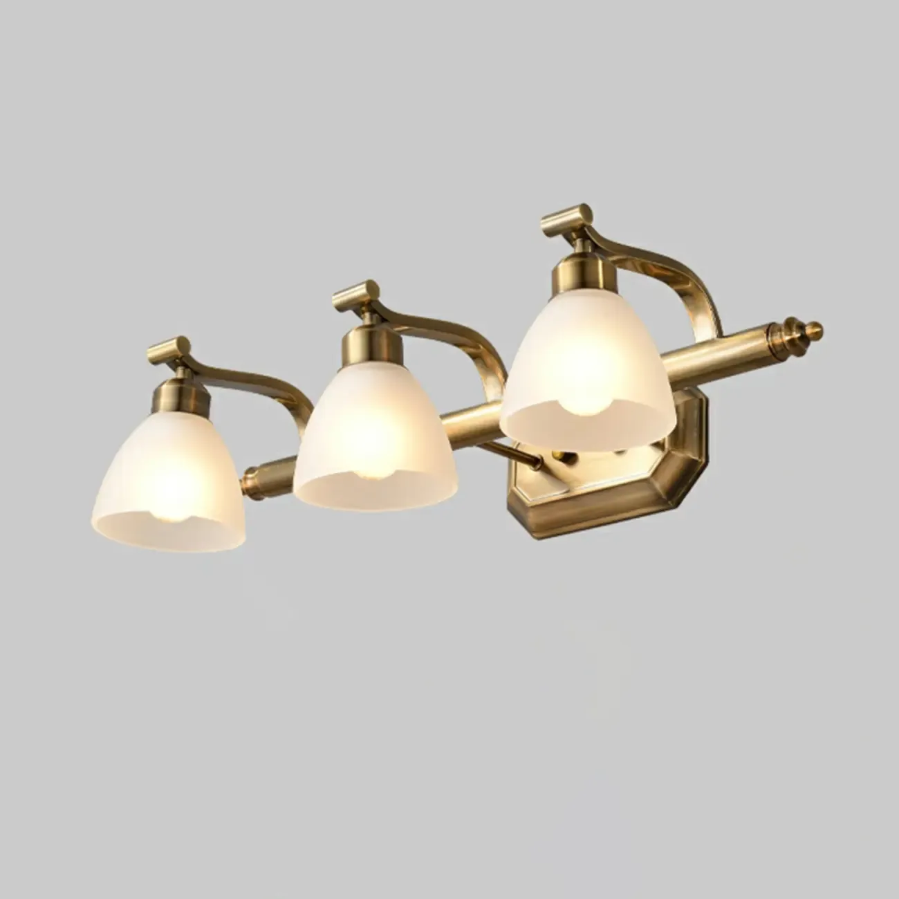 Industrial Gold Vanity Light with Glass Shades for Bathroom Image - 12