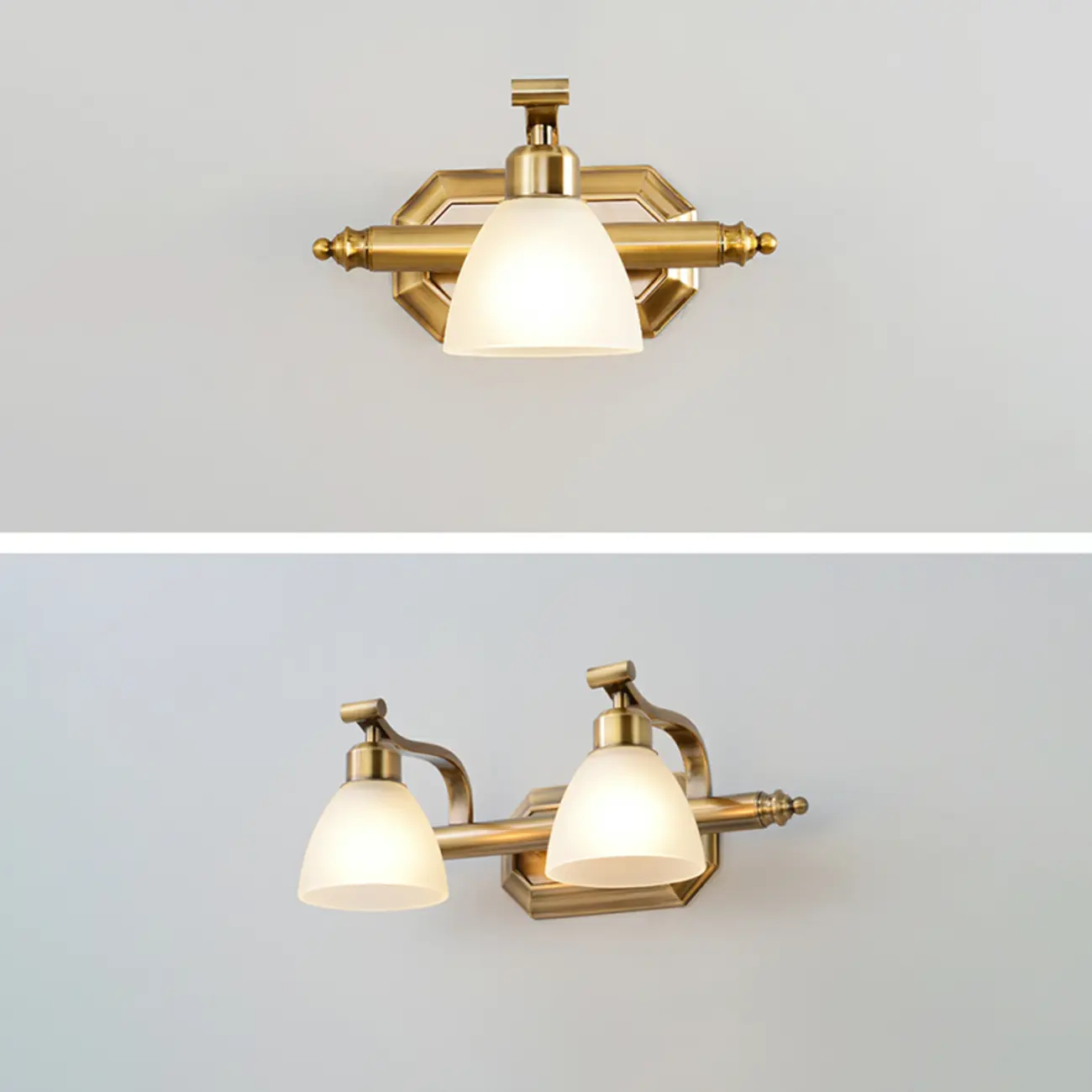 Industrial Gold Vanity Light with Glass Shades for Bathroom Image - 13 | homeyfad