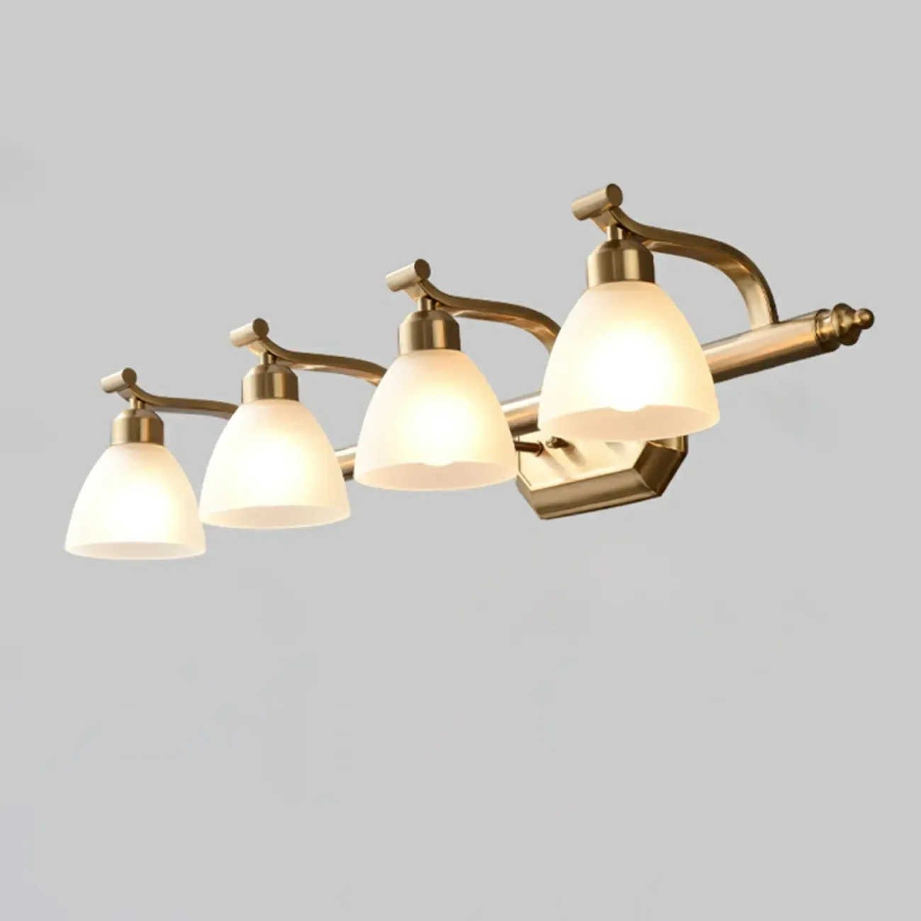Industrial Gold Vanity Light with Glass Shades for Bathroom Image - 14