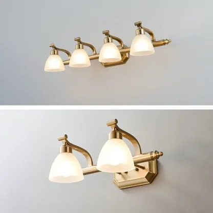 Industrial Gold Vanity Light with Glass Shades for Bathroom Image - 16