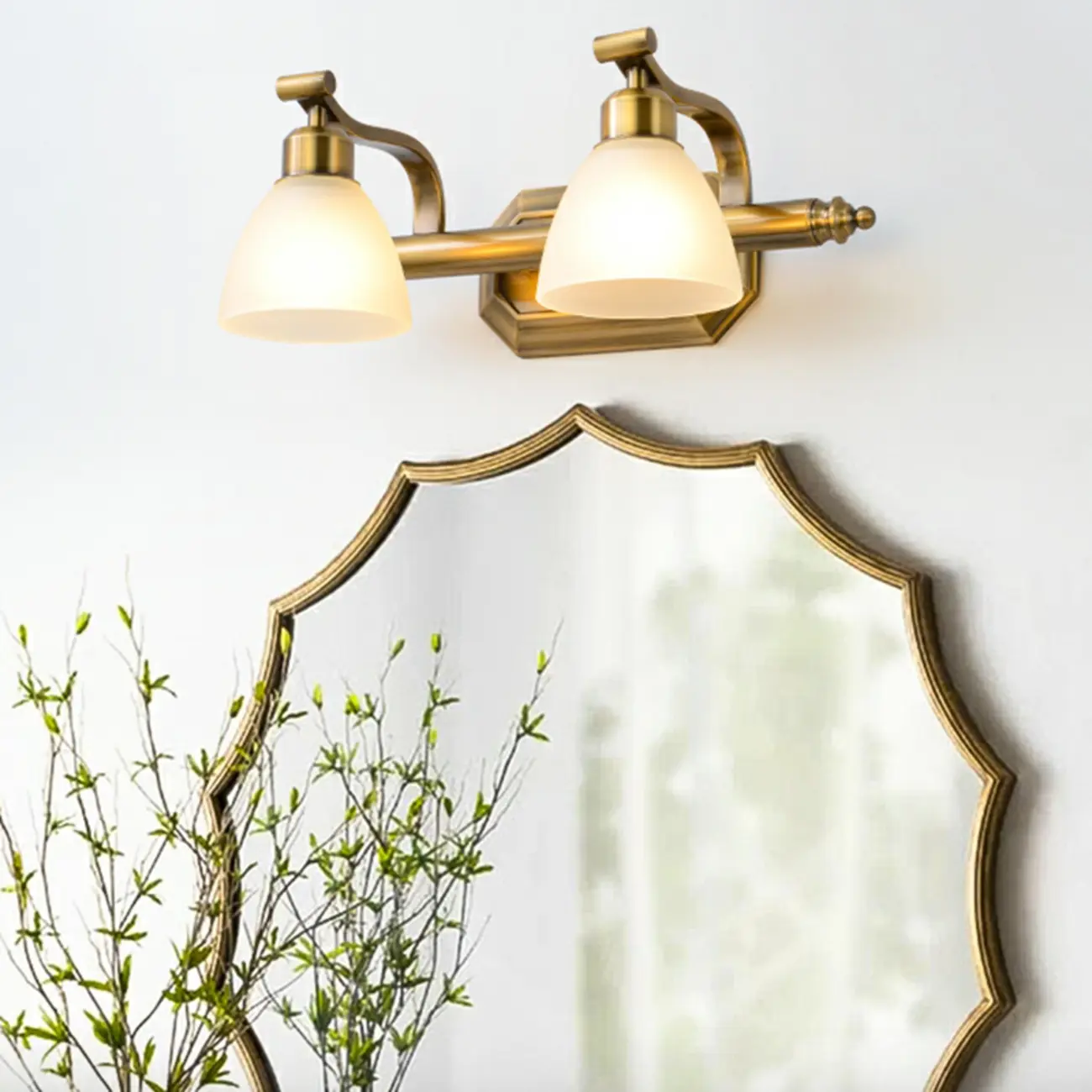 Industrial Gold Vanity Light with Glass Shades for Bathroom Image - 21 | homeyfad