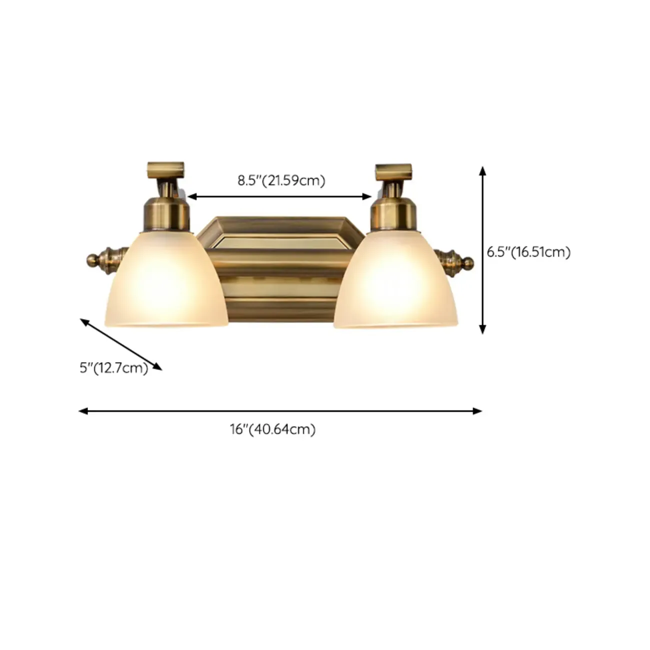 Industrial Gold Vanity Light with Glass Shades for Bathroom Image - 23