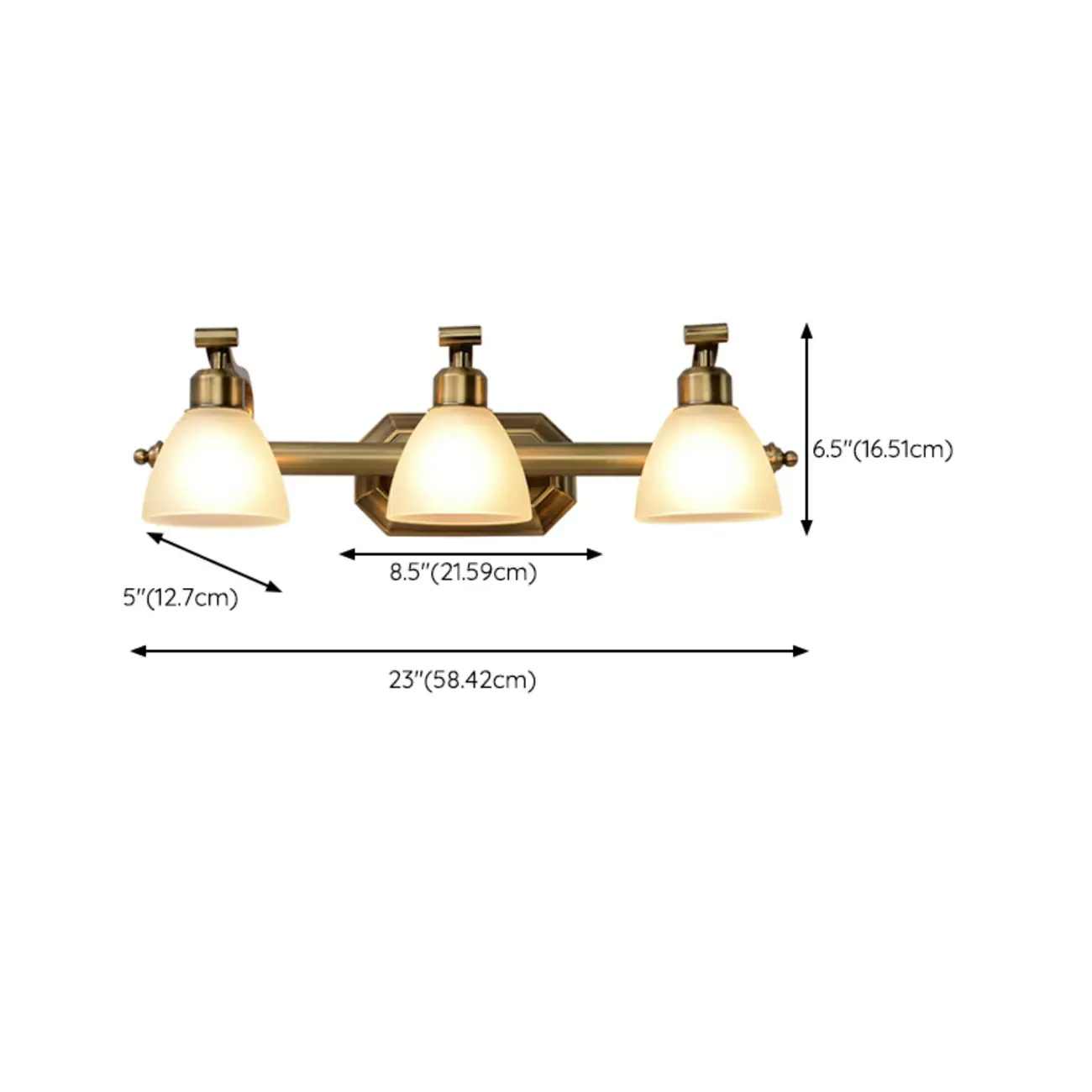 Industrial Gold Vanity Light with Glass Shades for Bathroom Image - 24