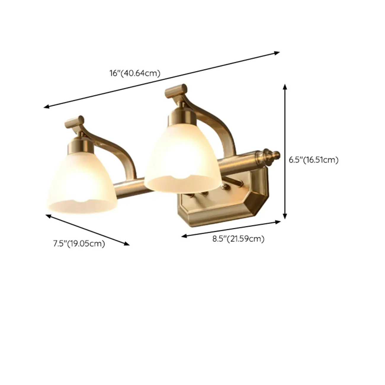Industrial Gold Vanity Light with Glass Shades for Bathroom Image - 27