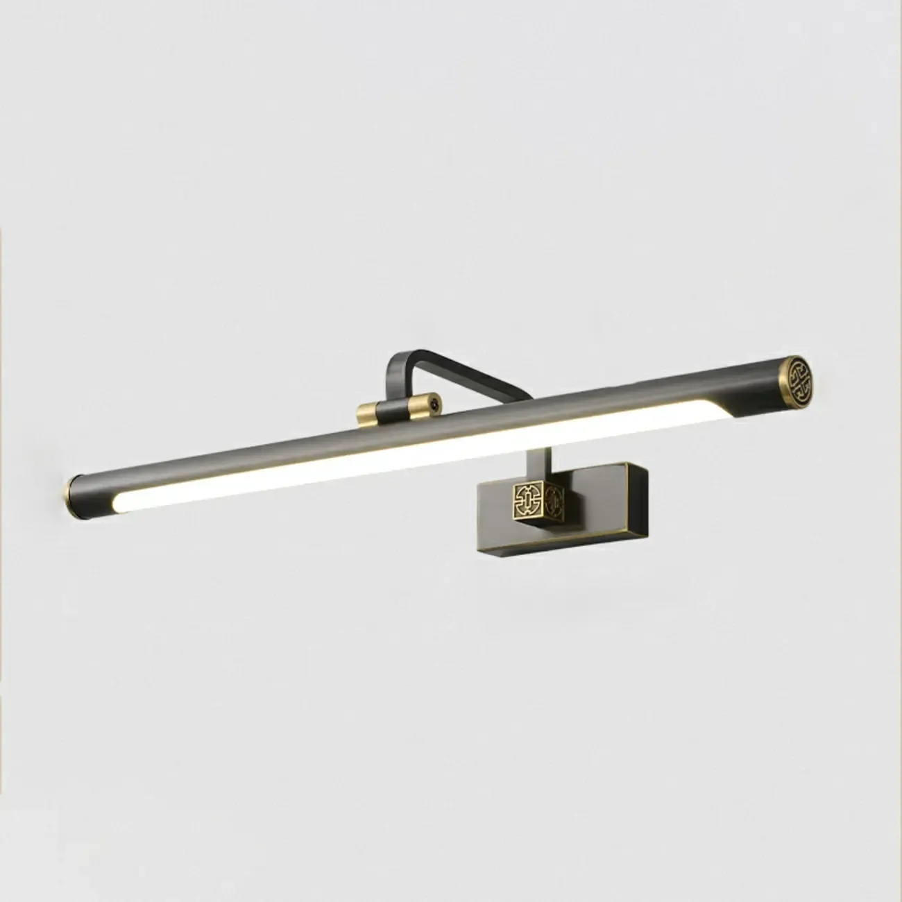 Minimalist Tubular Vanity Light with Adjustable Gold Arm Image - 3