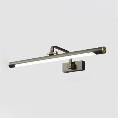 Minimalist Tubular Vanity Light with Adjustable Gold Arm Image - 3