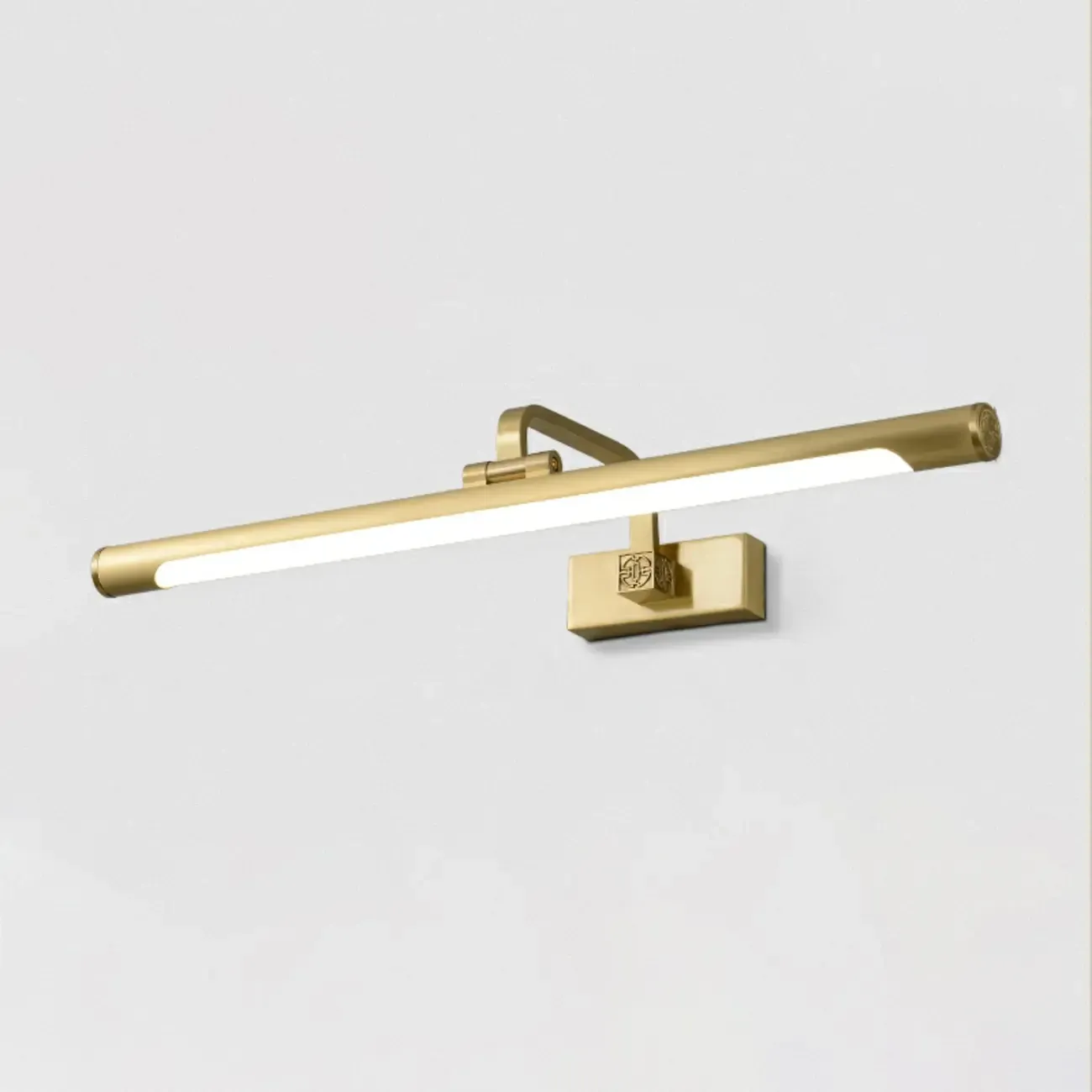 Minimalist Tubular Vanity Light with Adjustable Gold Arm Image - 4