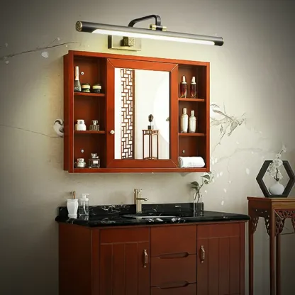 Minimalist Tubular Vanity Light with Adjustable Gold Arm Image - 5