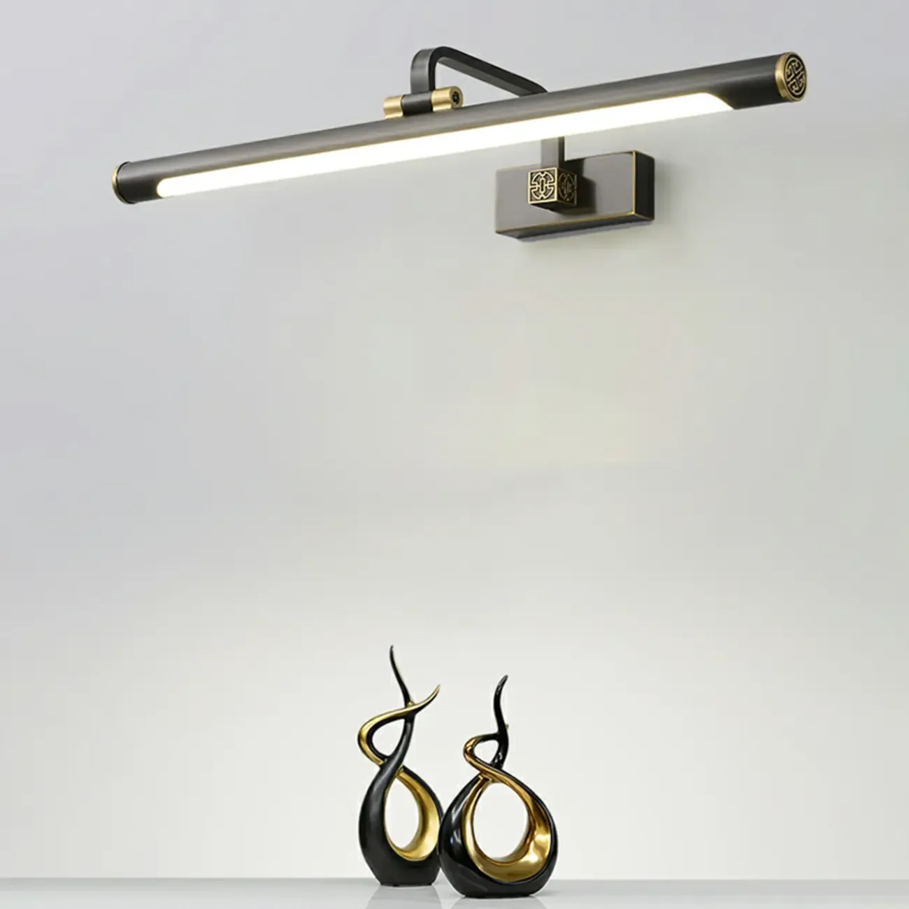 Minimalist Tubular Vanity Light with Adjustable Gold Arm Image - 7