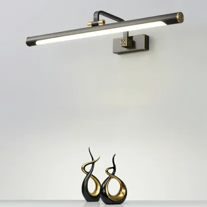 Minimalist Tubular Vanity Light with Adjustable Gold Arm Image - 7