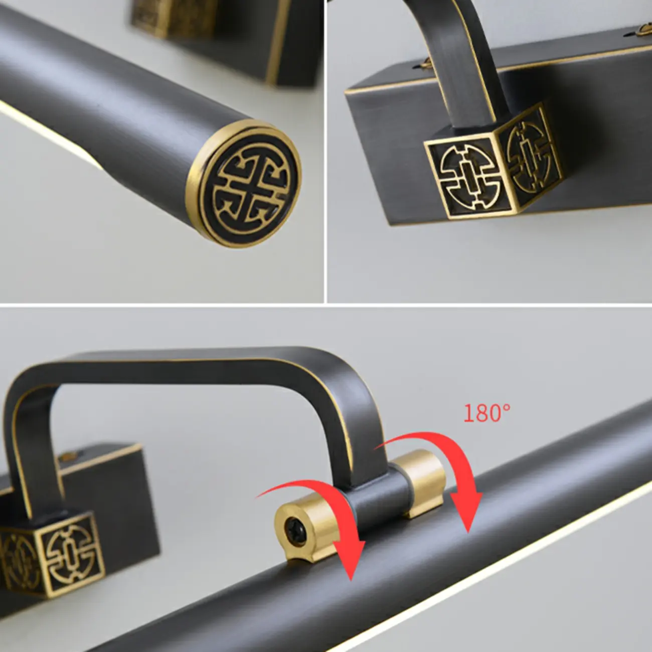 Minimalist Tubular Vanity Light with Adjustable Gold Arm Image - 8 | homeyfad