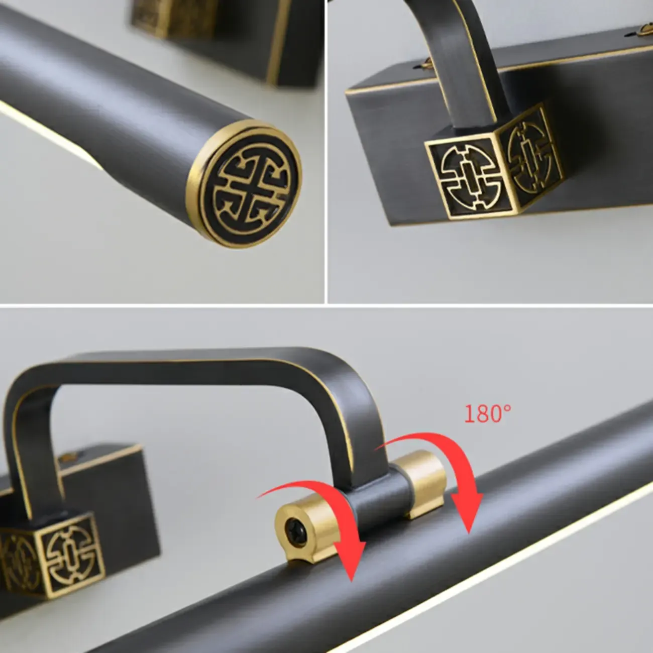 Minimalist Tubular Vanity Light with Adjustable Gold Arm Image - 8