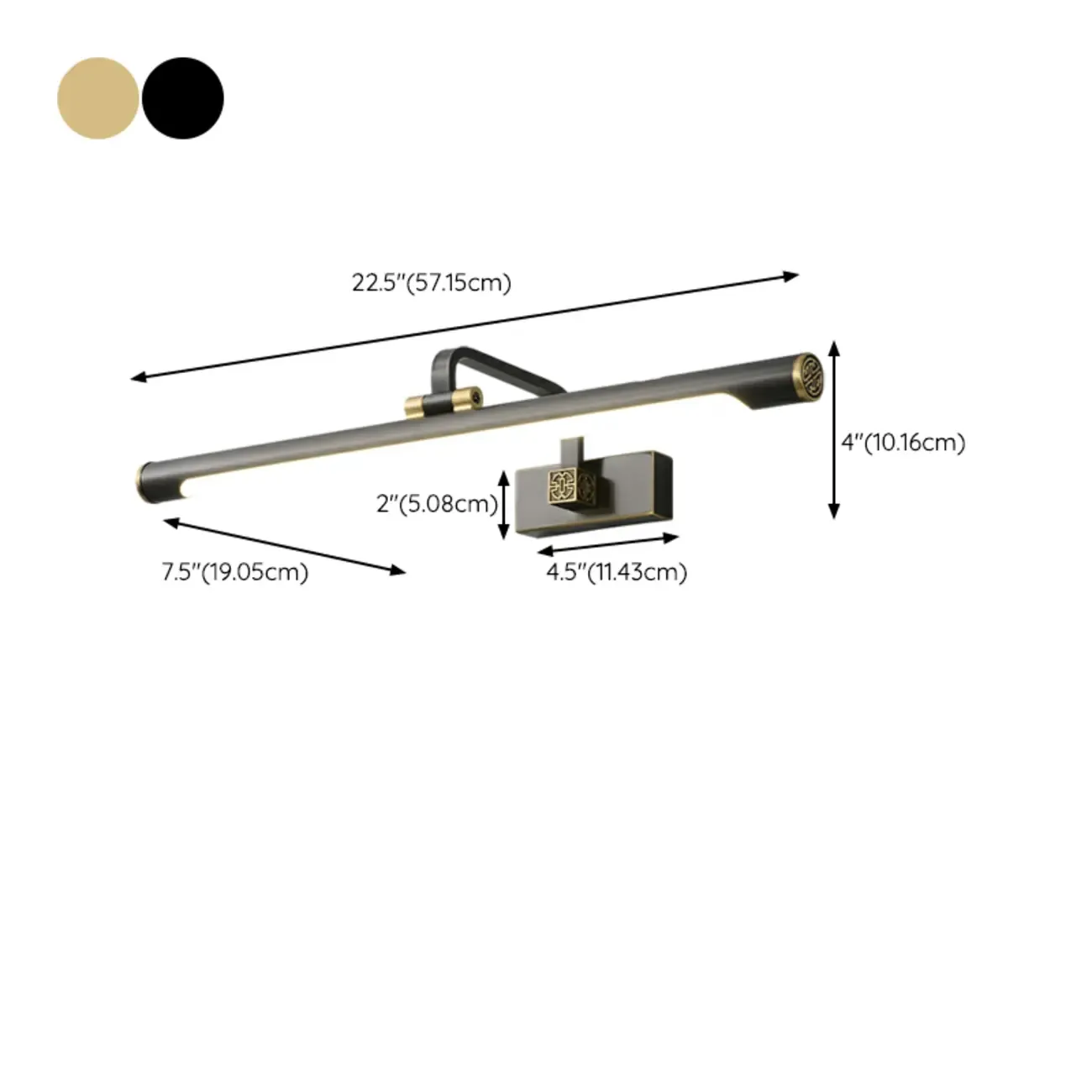 Minimalist Tubular Vanity Light with Adjustable Gold Arm Image - 11