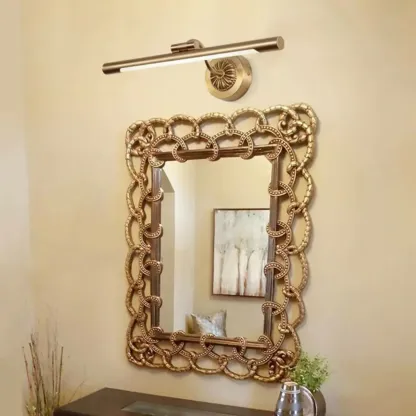 Luxurious Sleek Brass Vanity Light with LED for Bathroom Image - 3