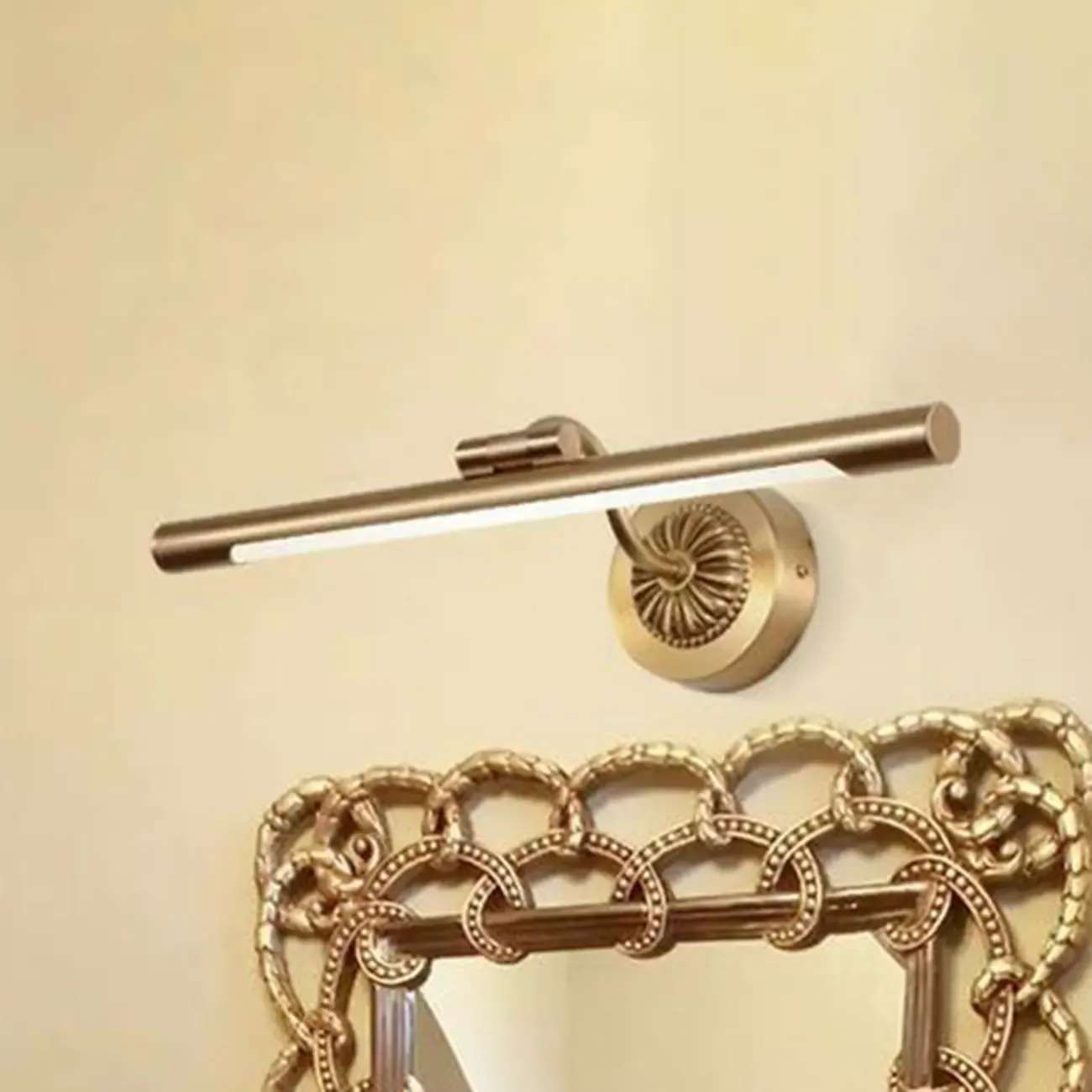 Luxurious Sleek Brass Vanity Light with LED for Bathroom Image - 6