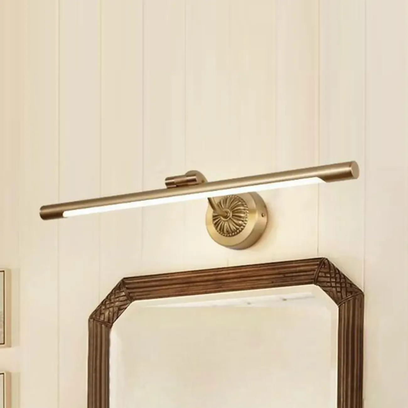 Luxurious Sleek Brass Vanity Light with LED for Bathroom Image - 7