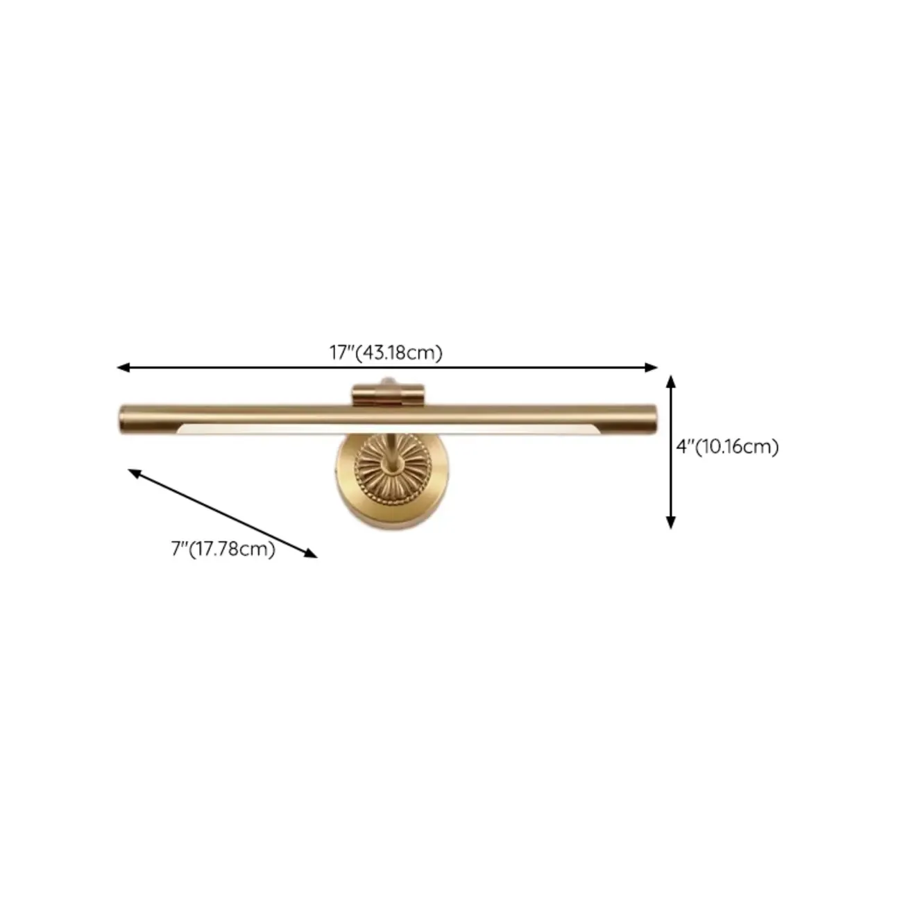 Luxurious Sleek Brass Vanity Light with LED for Bathroom #size