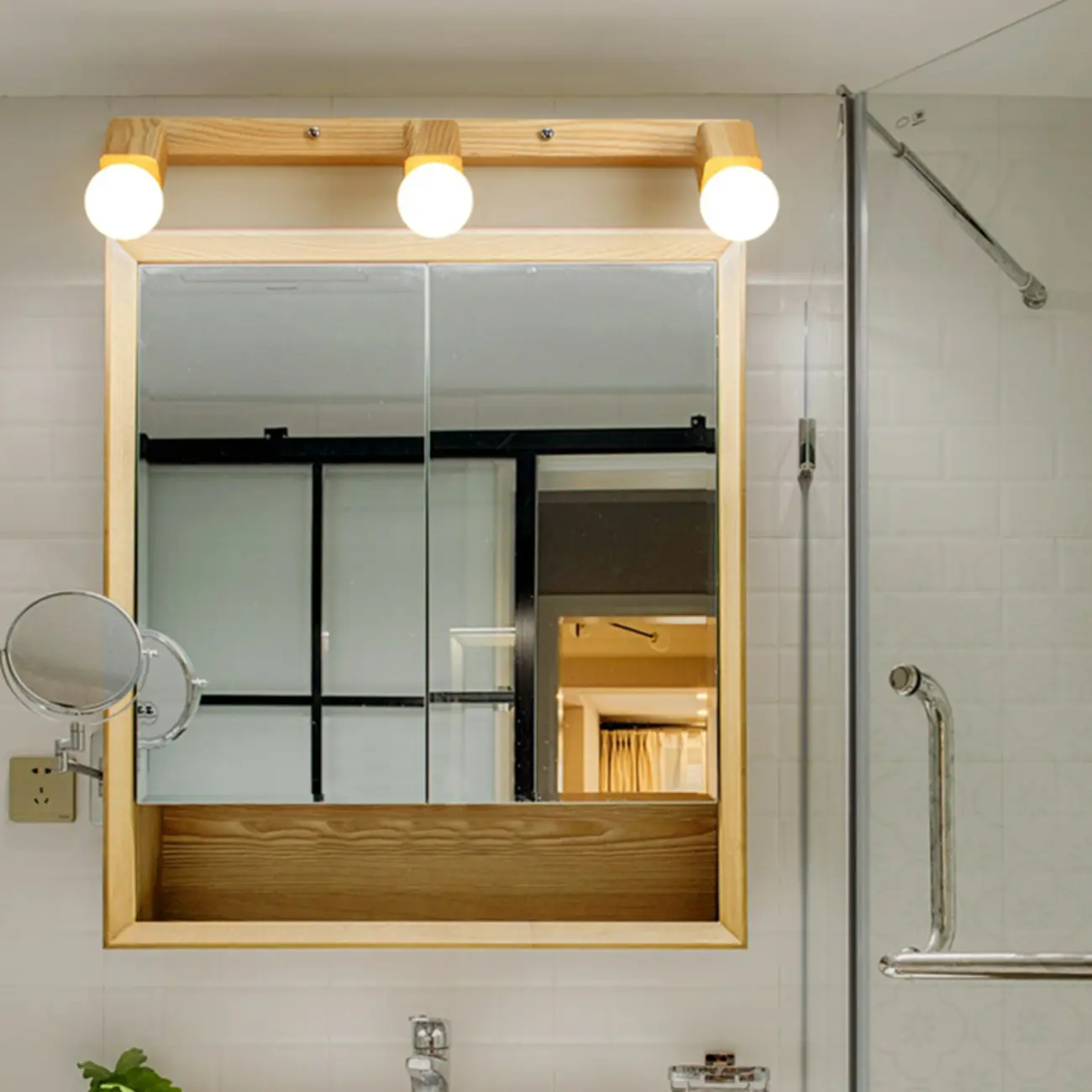 3-Light Modern Wooden Linear LED Vanity Lights Image - 6 | homeyfad