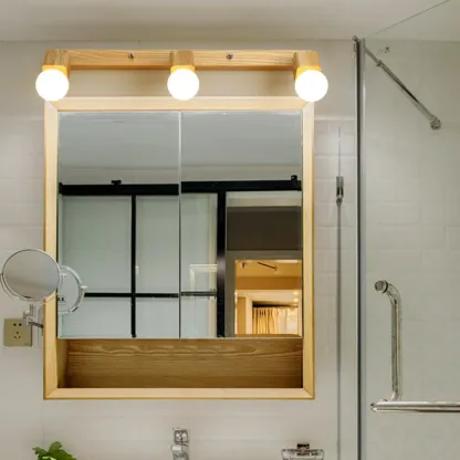 3-Light Modern Wooden Linear LED Vanity Lights Image - 6