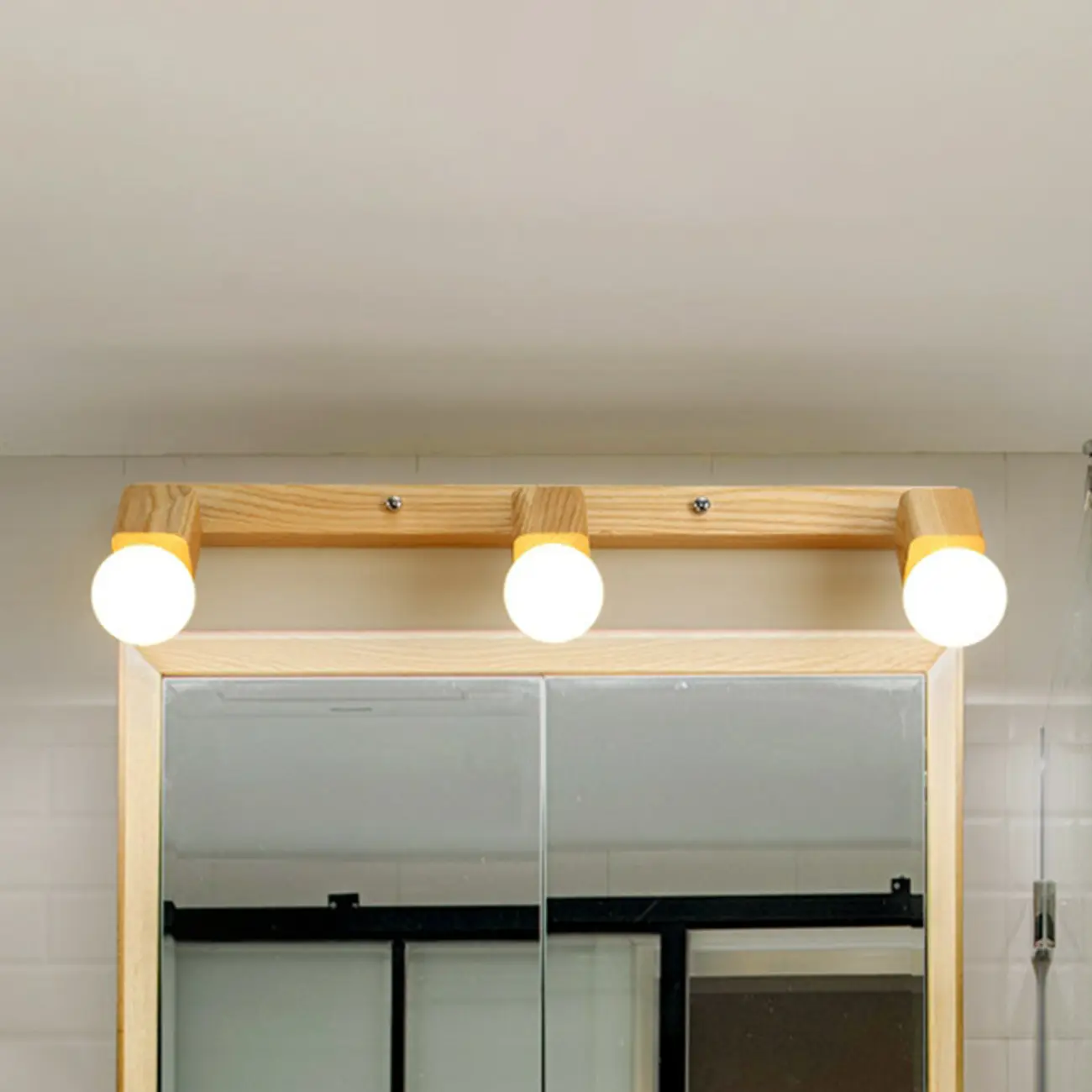 3-Light Modern Wooden Linear LED Vanity Lights Image - 8 | homeyfad