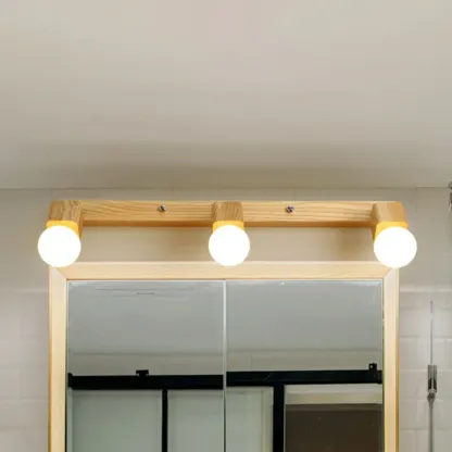 3-Light Modern Wooden Linear LED Vanity Lights Image - 8