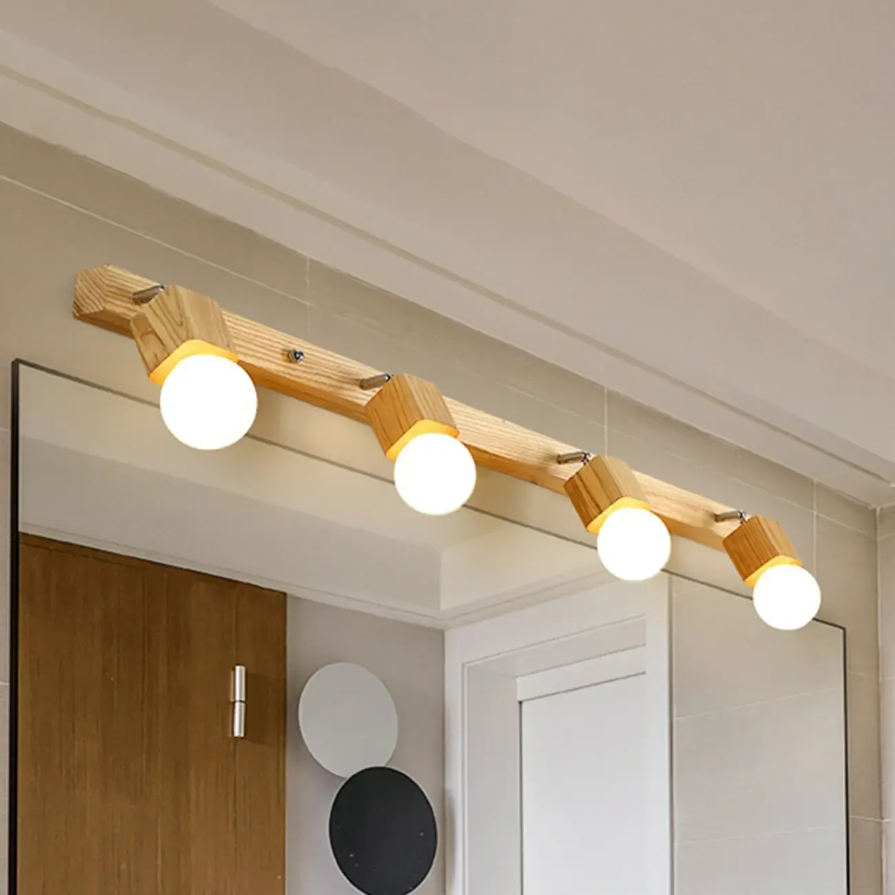3-Light Modern Wooden Linear LED Vanity Lights Image - 9