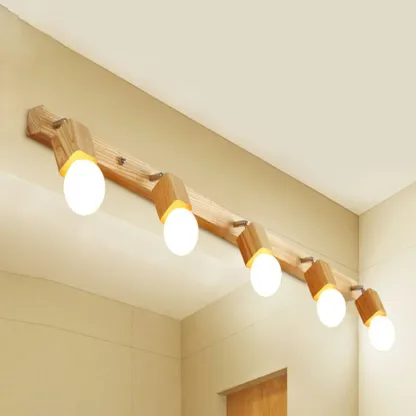3-Light Modern Wooden Linear LED Vanity Lights Image - 10
