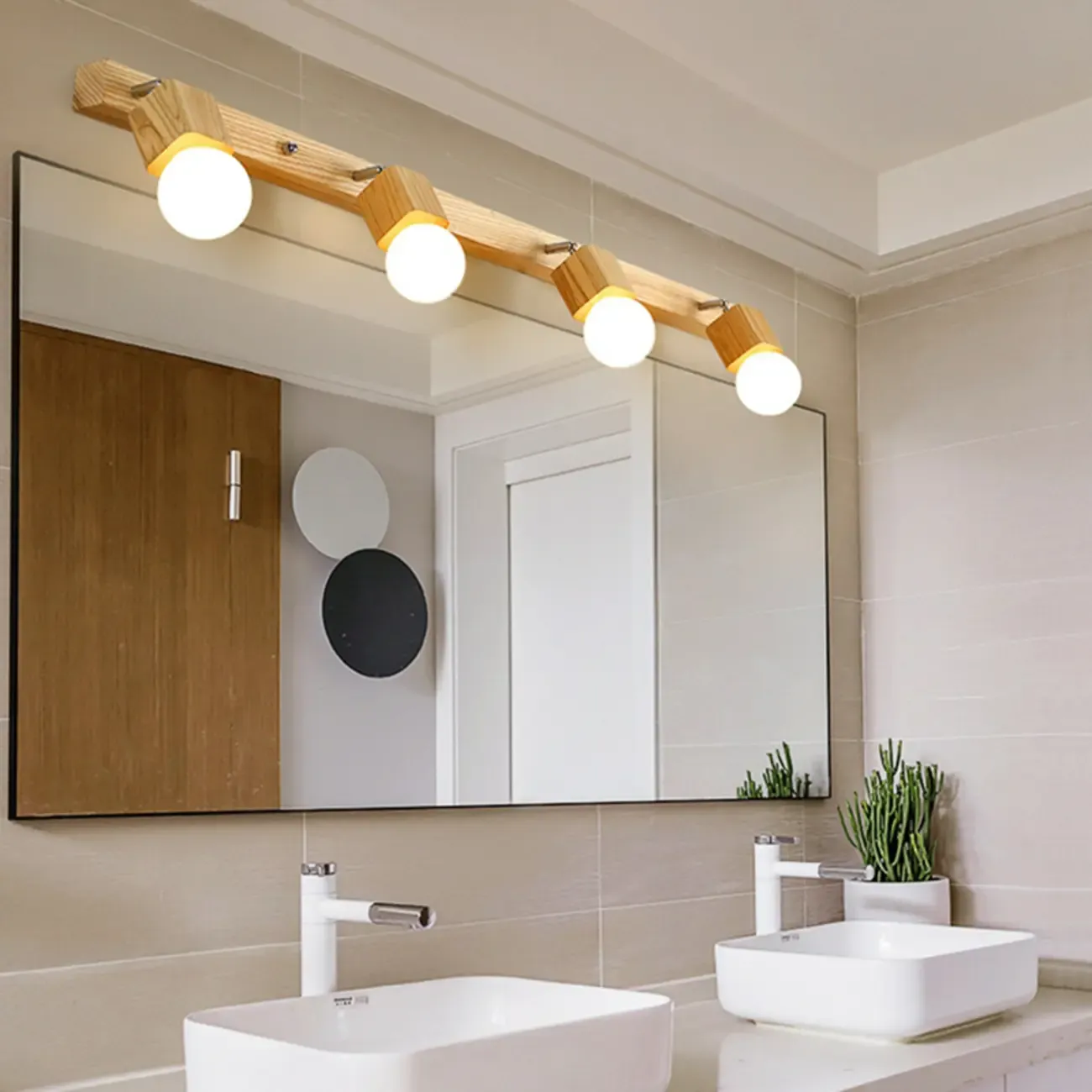 3-Light Modern Wooden Linear LED Vanity Lights Image - 17