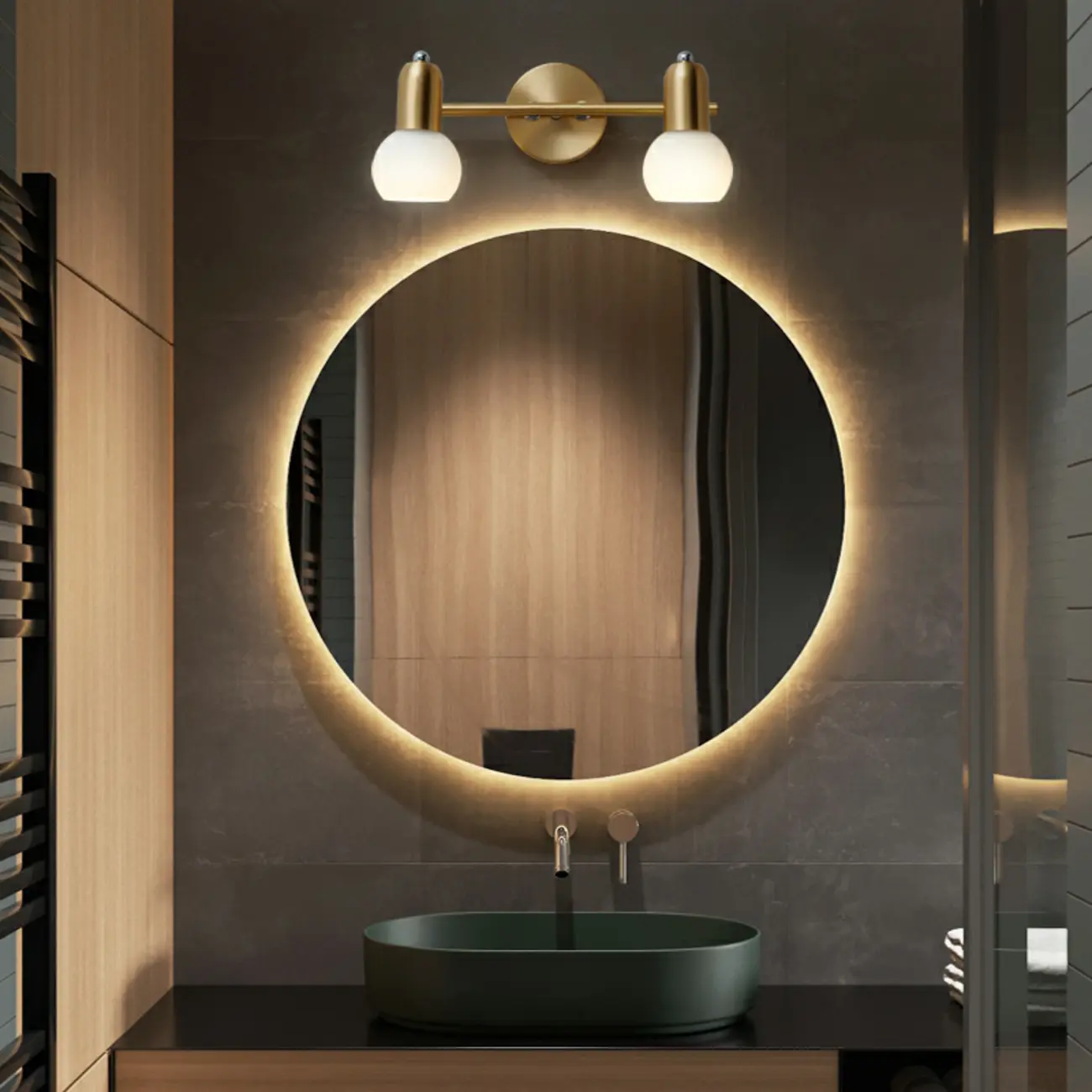 Modern Brass Globe Vanity Lamp for Bathroom Ambience Image - 3 | homeyfad
