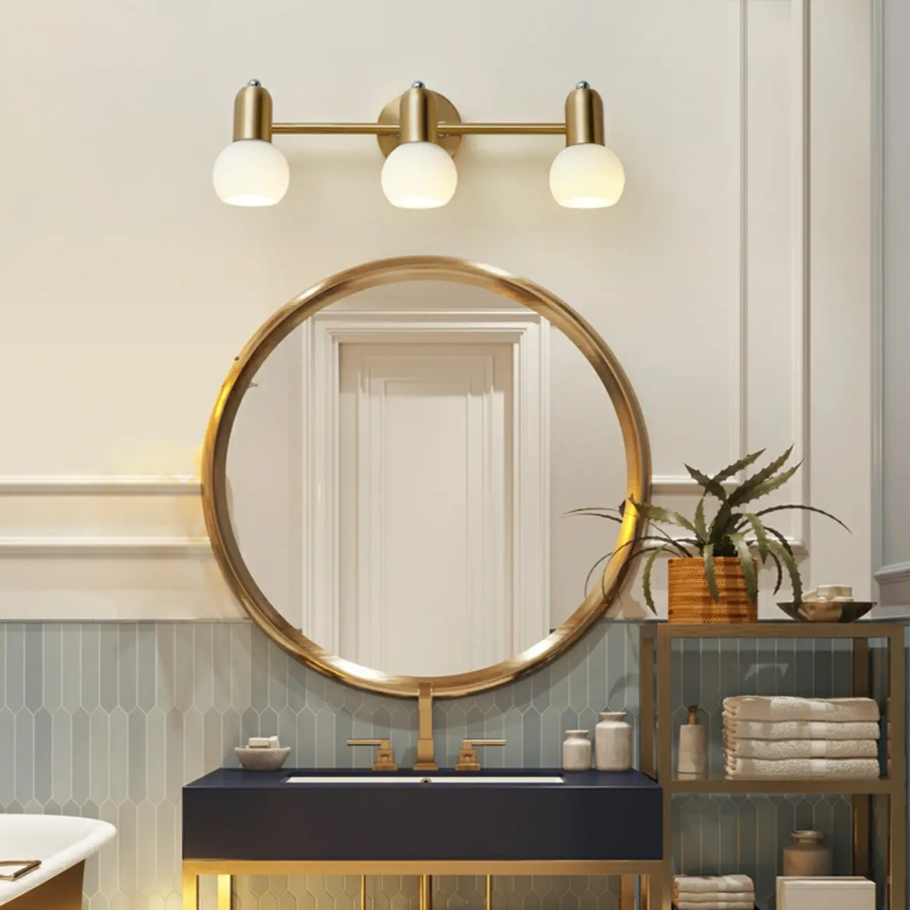 Modern Brass Globe Vanity Lamp for Bathroom Ambience Image - 2 | homeyfad