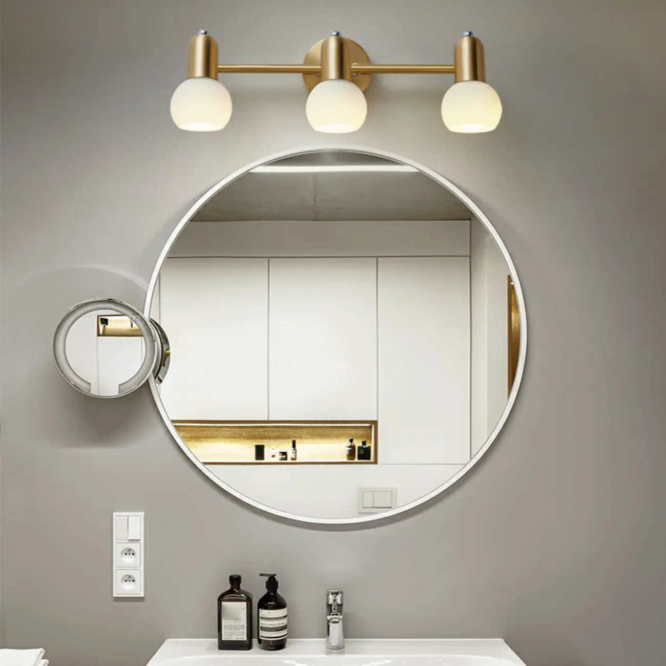 Modern Brass Globe Vanity Lamp for Bathroom Ambience Image - 1 | homeyfad