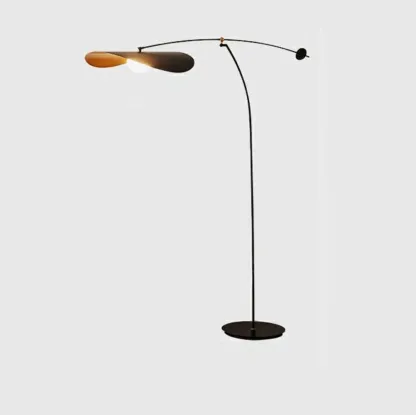 63" Modern Black Gold Metal Arc Floor Lamp with Balance Arm Image - 8
