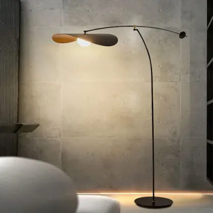 63" Modern Black Gold Metal Arc Floor Lamp with Balance Arm Image - 3