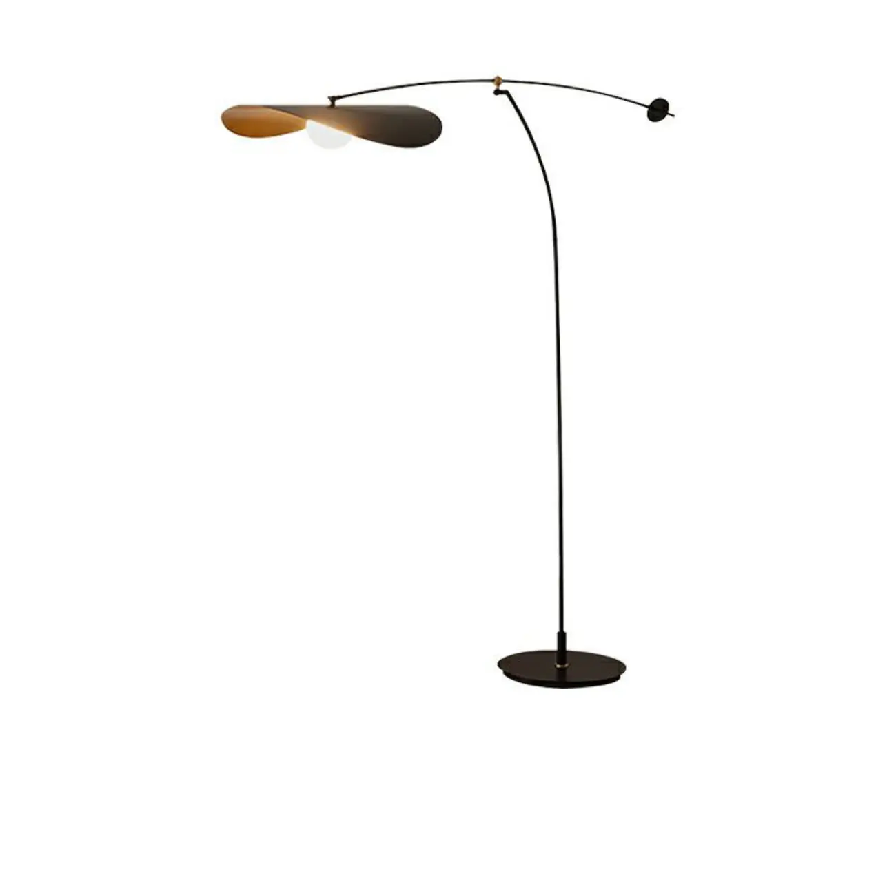 63" Modern Black Gold Metal Arc Floor Lamp with Balance Arm Image - 2 | homeyfad