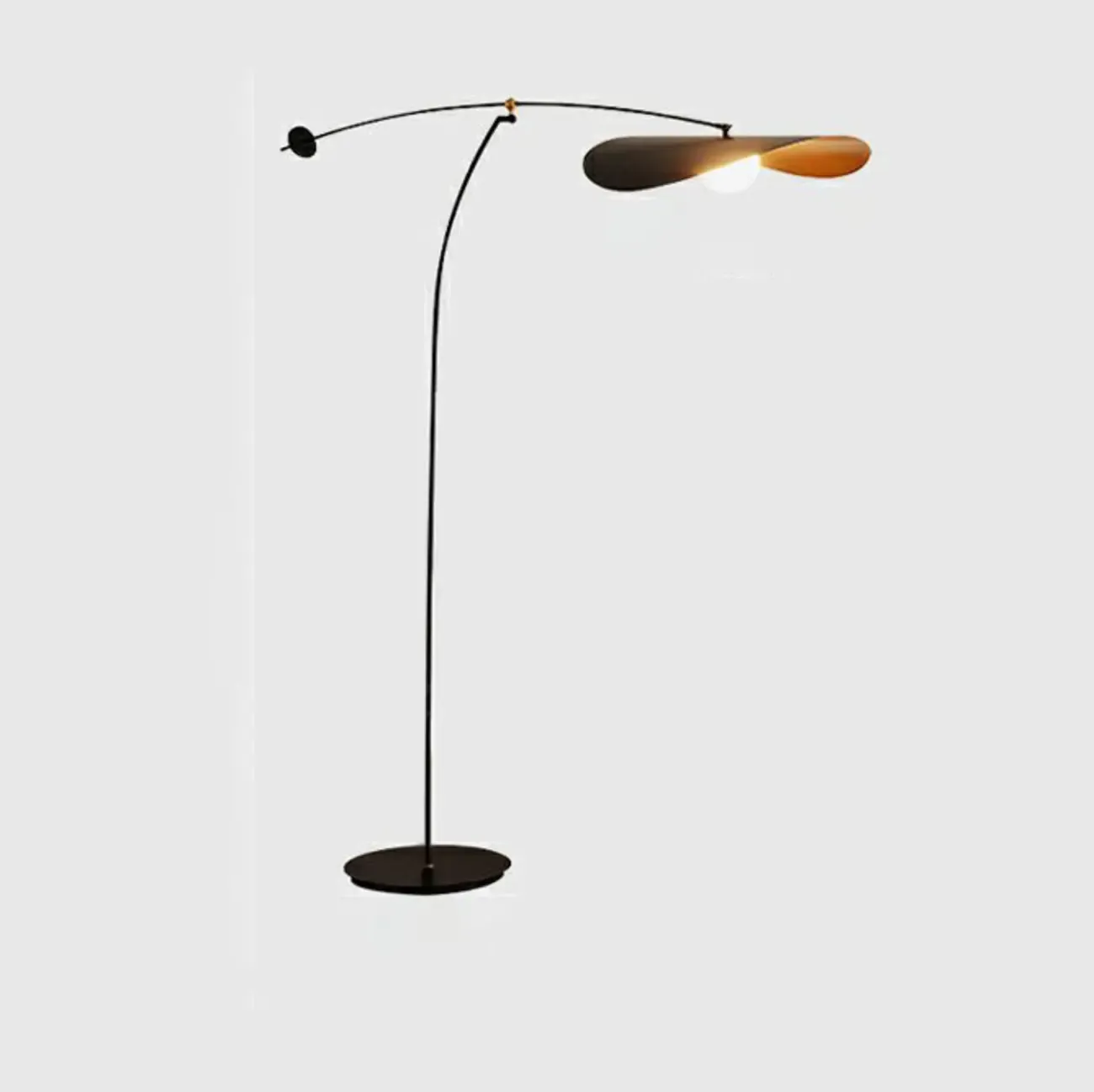 63" Modern Black Gold Metal Arc Floor Lamp with Balance Arm Image - 9