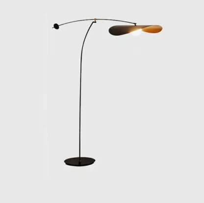 63" Modern Black Gold Metal Arc Floor Lamp with Balance Arm Image - 9